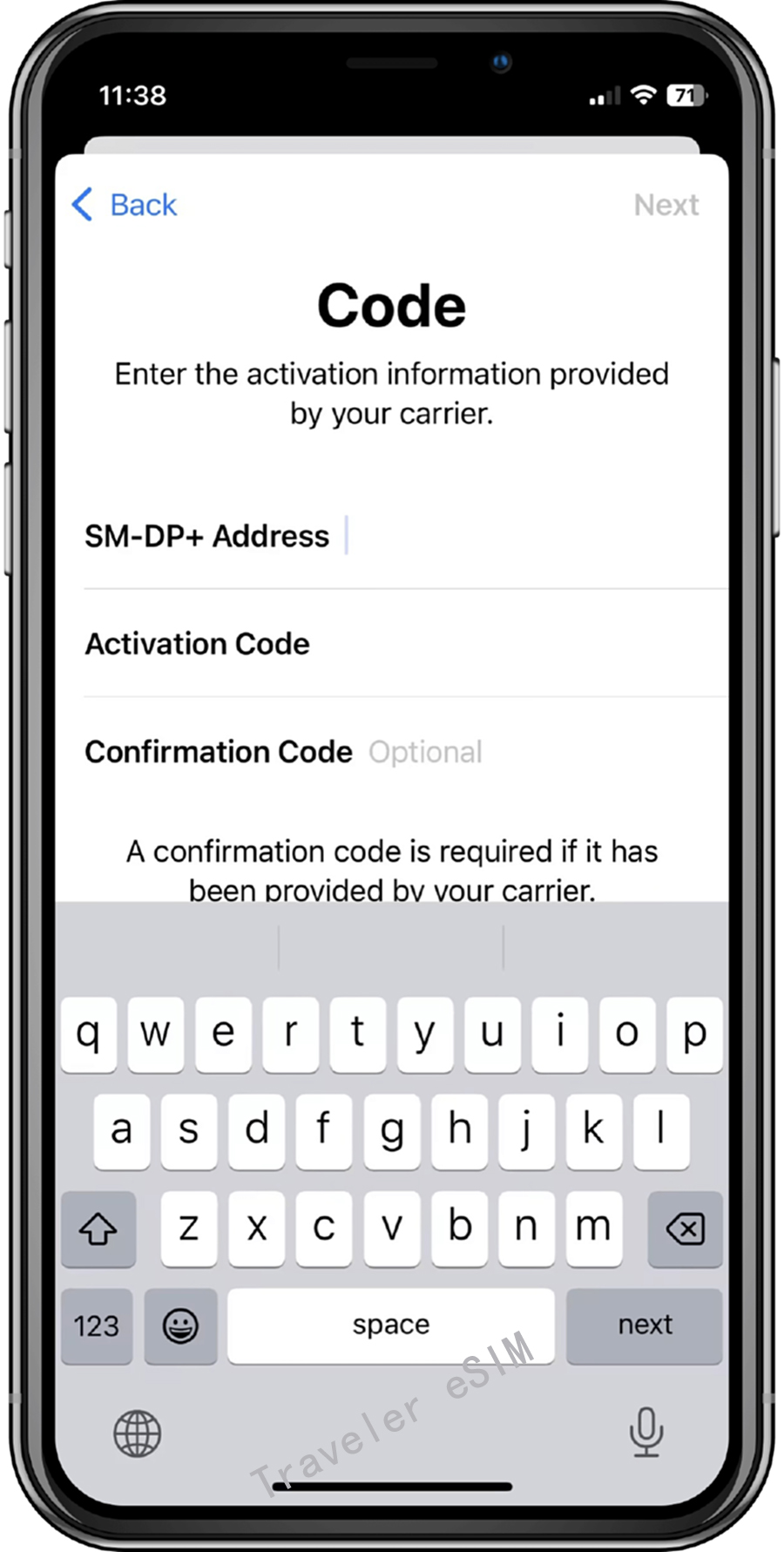 Scan the QR code and complete eSIM installation
