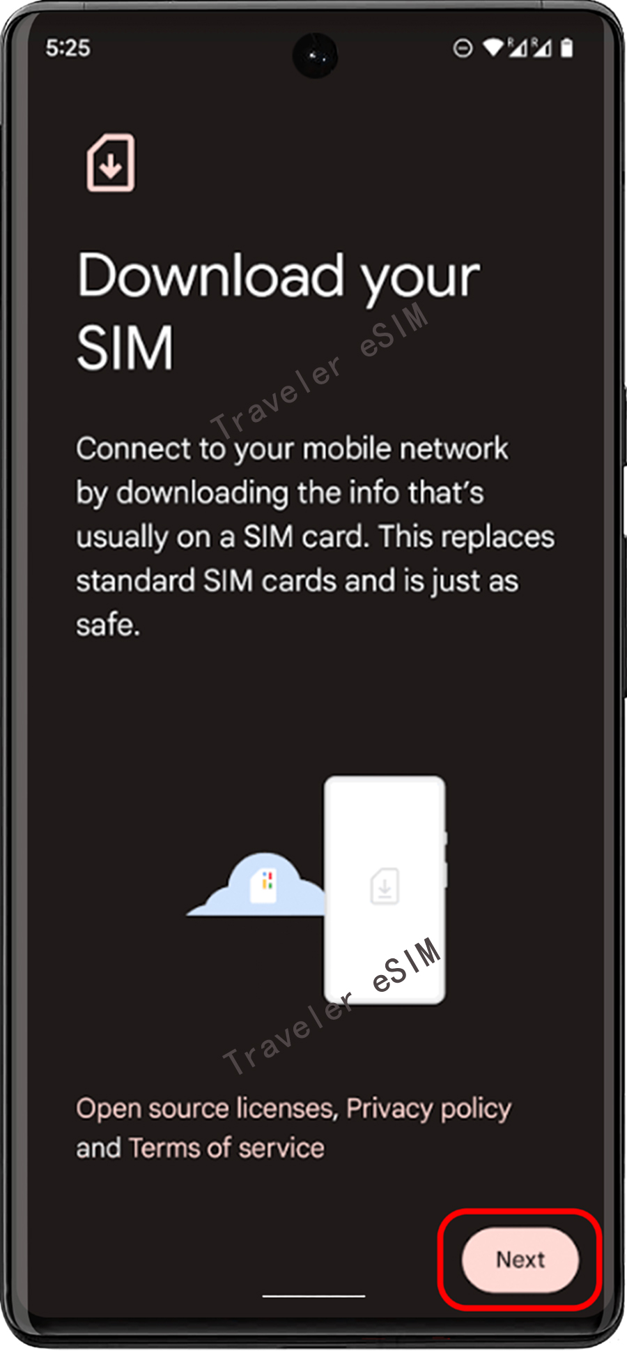 Tap Next to check network information